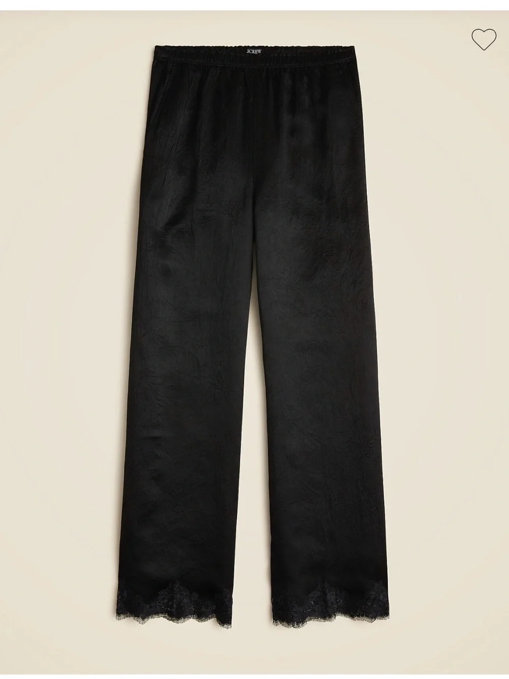 Stratus lace-trim pant in textured satin